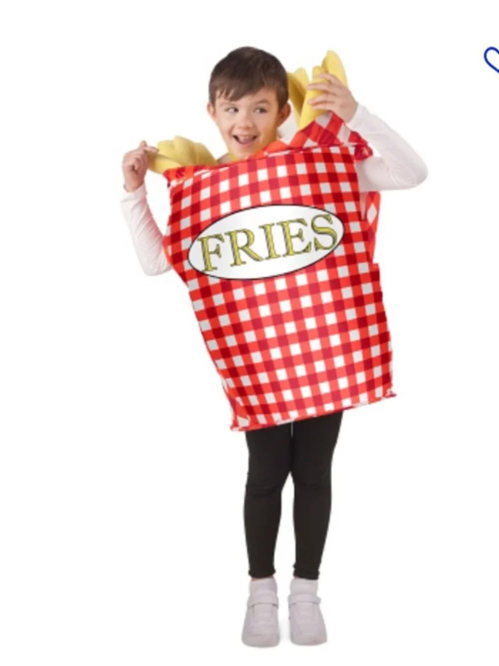 NWT Fun of a Kind Kids Red Checkered 2pc Fries Costume with Bag
